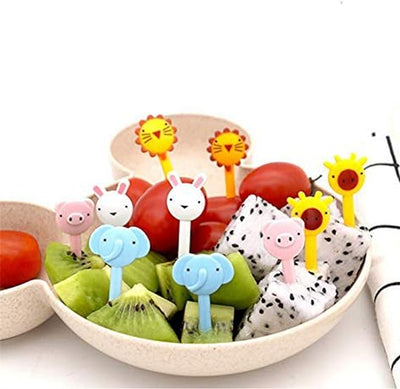 Kids Fruit Forks Set (10 pcs) – Cute Cartoon Food Picks for Lunch & Snacks (Random Designs)