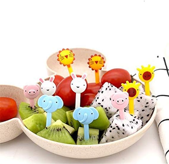 Kids Fruit Forks Set (10 pcs) – Cute Cartoon Food Picks for Lunch & Snacks (Random Designs)