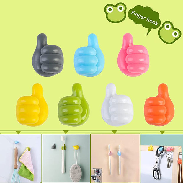 10 Pcs Silicone Thumb Wall Hooks – Creative Decorative Key & Cable Hanger