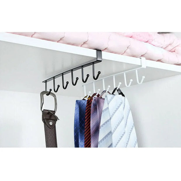 10 Hooks Mug, Cup & Utensil Storage Holder – Under Cabinet Hanging Organizer Rack