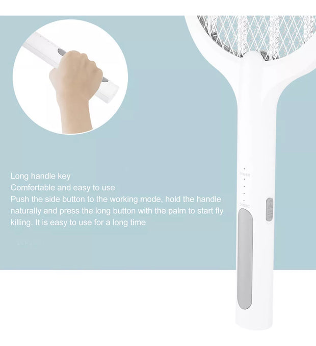 Rechargeable Electric Mosquito Killer Racket 2-in-1 LED Flash Light (Random Color)