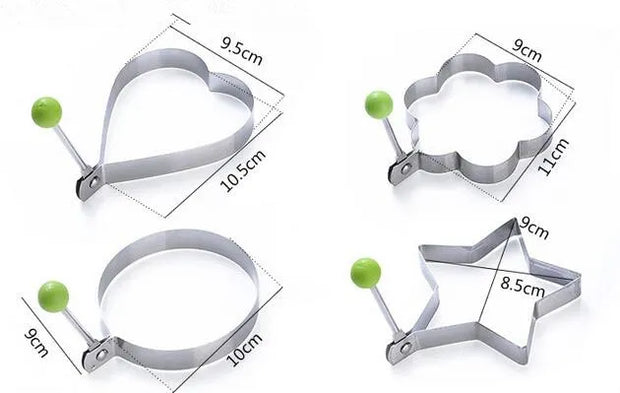 Pack of 4 Stainless Steel Egg Shapers – Star, Heart, Round & Flower