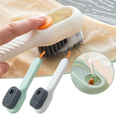 Soft Bristled Shoe Brush With Liquid Dispenser – Multipurpose Long Handle Cleaning Brush
