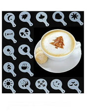 Pack of 16 Coffee Art Stencils – Reusable Plastic Latte Decorating Templates