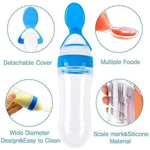 Silicone Baby Spoon Feeder Bottle – Soft & Safe Baby Feeding Tool (90ml)