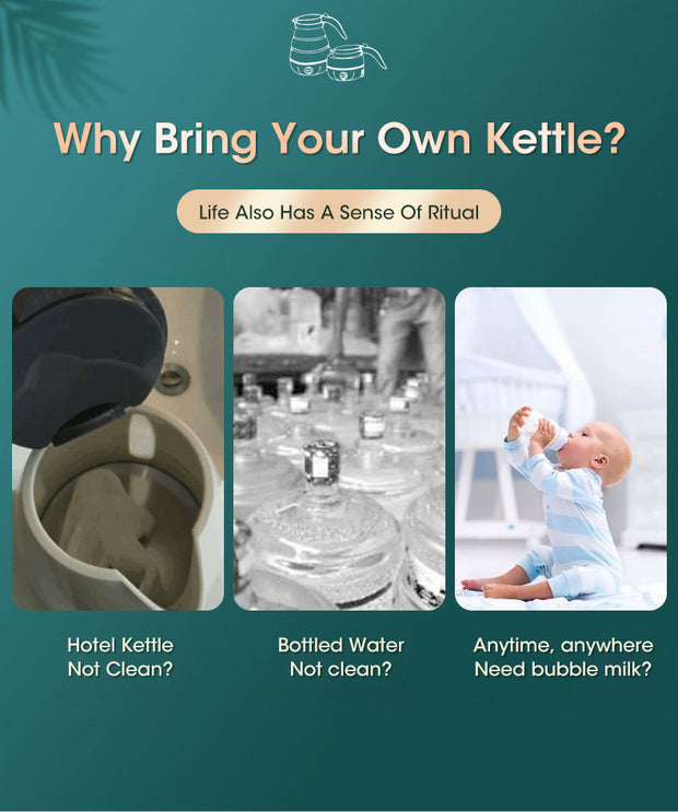 Foldable Portable Electric Kettle – 600ml Silicone Travel Water Boiler